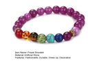 Prayer Bracelet Colors Stitching Artificial Stone Women Men Chakra Bracelets Healing Wrist Chain for Everyday Wear - Purple