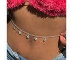 Waist Chain Single Layer Sexy European American Style Women Butterfly Waist Chain for Dancing - Silver