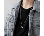 Pendant Necklace Hip Hop Geometric Electroplating Bright Luster Fadeless Decorative Gift Men Women Whale Tail Choker Necklace Sweater Chain for Dating - Silver
