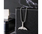 Pendant Necklace Hip Hop Geometric Electroplating Bright Luster Fadeless Decorative Gift Men Women Whale Tail Choker Necklace Sweater Chain for Dating - Silver