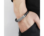 Men Bracelet Fine Workmanship Leisure Style Braided Minimalism Adjustable Buckle Decorate Fade Resistant Braided Faux Leather Bracelet for Daily Wear - Black