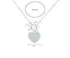 Pendant Necklace Matte Sparkling Heart-shaped Pendant Circle Personality Dress Up Accessory Women Simple Chain Necklace Pendant for Party - White