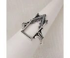 Party Ring Retro Adjustable Opening Design Castle Style Antiqued Finish Electroplating Dress Up Jewelry Vintage Castle Open Ring for Party - Silver