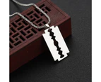 Pendant Necklace Punk Style Hip Hop Geometric Decorative Electroplating Birthday Gifts Stainless Steel Women Men Blade Shaped Sweater Chain Jewelry - Silver
