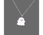 Pendant Necklace Festive Geometric Electroplating All Match Men Women Cute Cartoon Ghost Clavicle Chain Decoration Gift for Halloween - White