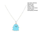 Pendant Necklace Festive Geometric Electroplating All Match Men Women Cute Cartoon Ghost Clavicle Chain Decoration Gift for Halloween - Blue