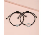 Mother Daughter Bracelet Adjustable Woven Rope Casual Geometric All-match Decoration Back to School Gifts Hollow Love Heart Mommy Me Card Bracelets Jewelry - Black