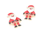 Stud Earrings Cartoon Colored Rhinestone Exaggerated Festive Sparkling Decoration Gifts Christmas Santa Claus Ear Studs Women Drop Earrings for Holiday - Red