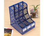 3 Sections Magazine File Stand Holder Home Office Document Storage Desk Organizer-Blue
