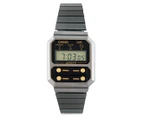 Casio 33mm A100WEGG-1A2 Vintage Stainless Steel Watch - Black/Grey/Gunmetal