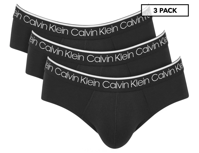 Calvin Klein 3 pack cotton stretch hip briefs in black