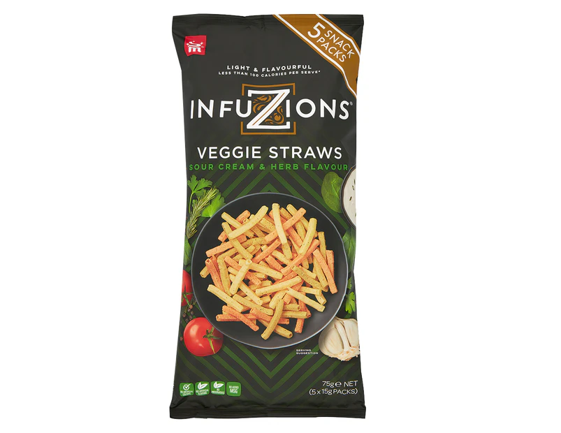 Majans Infuzions Veggie Straws Sour Cream & Herb 5pk