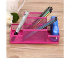 aerkesd Iron Mesh Home Office Pen Pencils Holder Desk Stationery Storage Organizer Box-Hot Pink