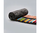 aerkesd Student Multi-Holes Large Capacity Leaves Printed Canvas Rolled Pen Storage Bag-72Holes