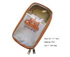 aerkesd Transparent Pencil Pouch Large Capacity PVC Comfortable Touch Pencil Storage Bag for Students-Brown