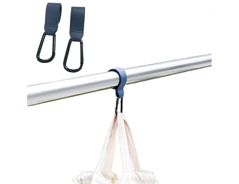 2Pcs Pram Hook Baby Kids Stroller Hooks Adjustable Shopping Bag Clip Carrier Pushchair Hanger-Blue