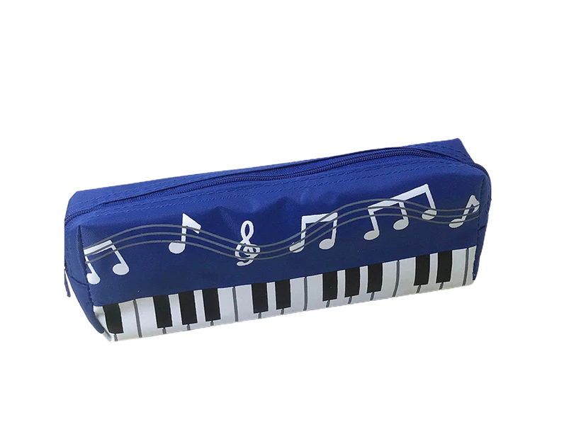 aerkesd Pencil Bag Large Capacity Wear Resistant Canvas Musical Note Print Pencil Organizer Pouch for Home-Dark Blue