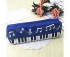 aerkesd Pencil Bag Large Capacity Wear Resistant Canvas Musical Note Print Pencil Organizer Pouch for Home-Dark Blue