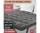 Mona Bedding Pillowtop Mattress Topper 2Layer Microfibre Protector Bed Mat Pad Cover Underlay King