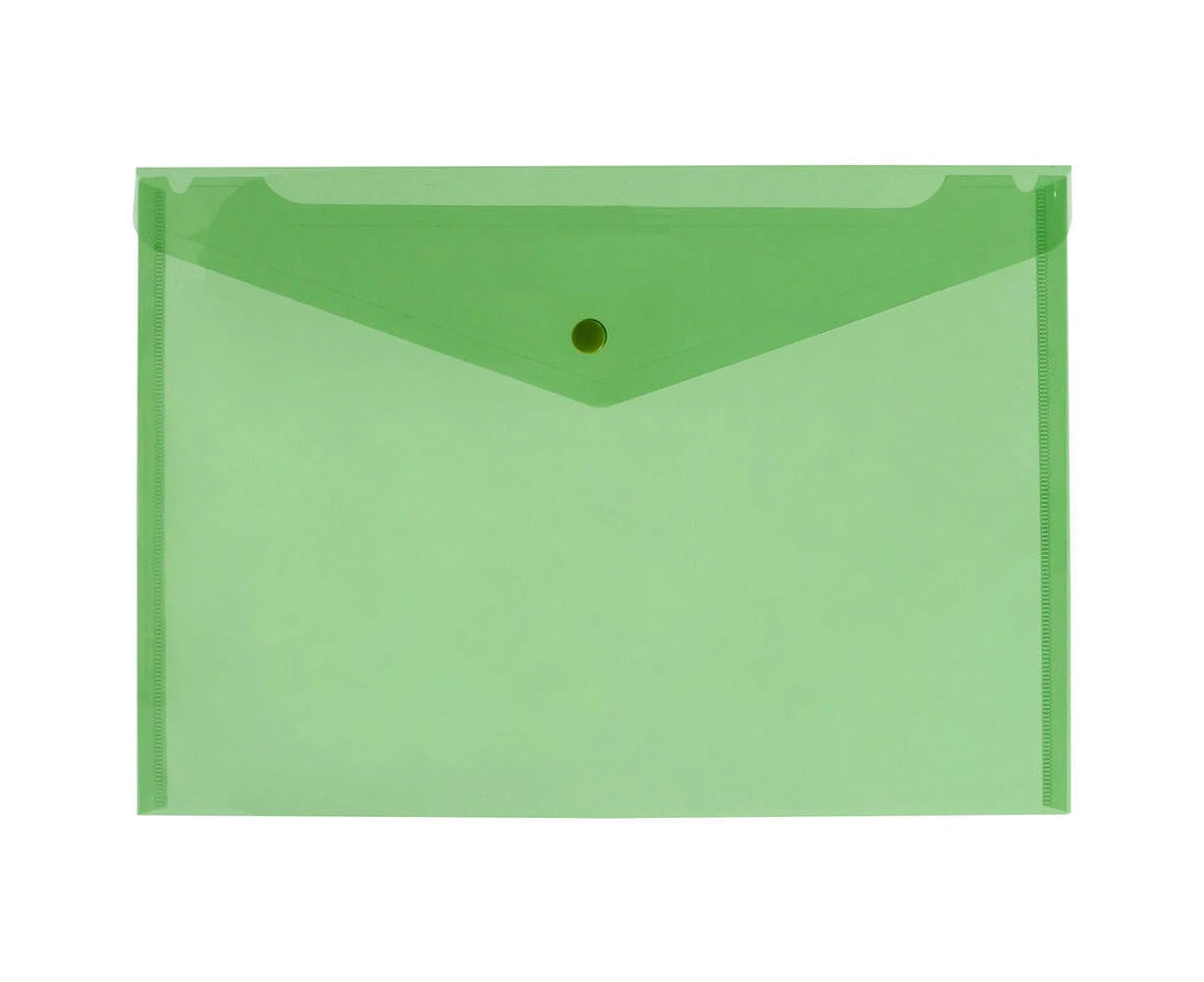 Protext Button Closure Document Wallet (A4) - Green