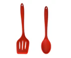 2 Large Utensils - Heat Resistance - Hygienic One-Piece Design Silicone Utensil Set for Mixing & Cooking