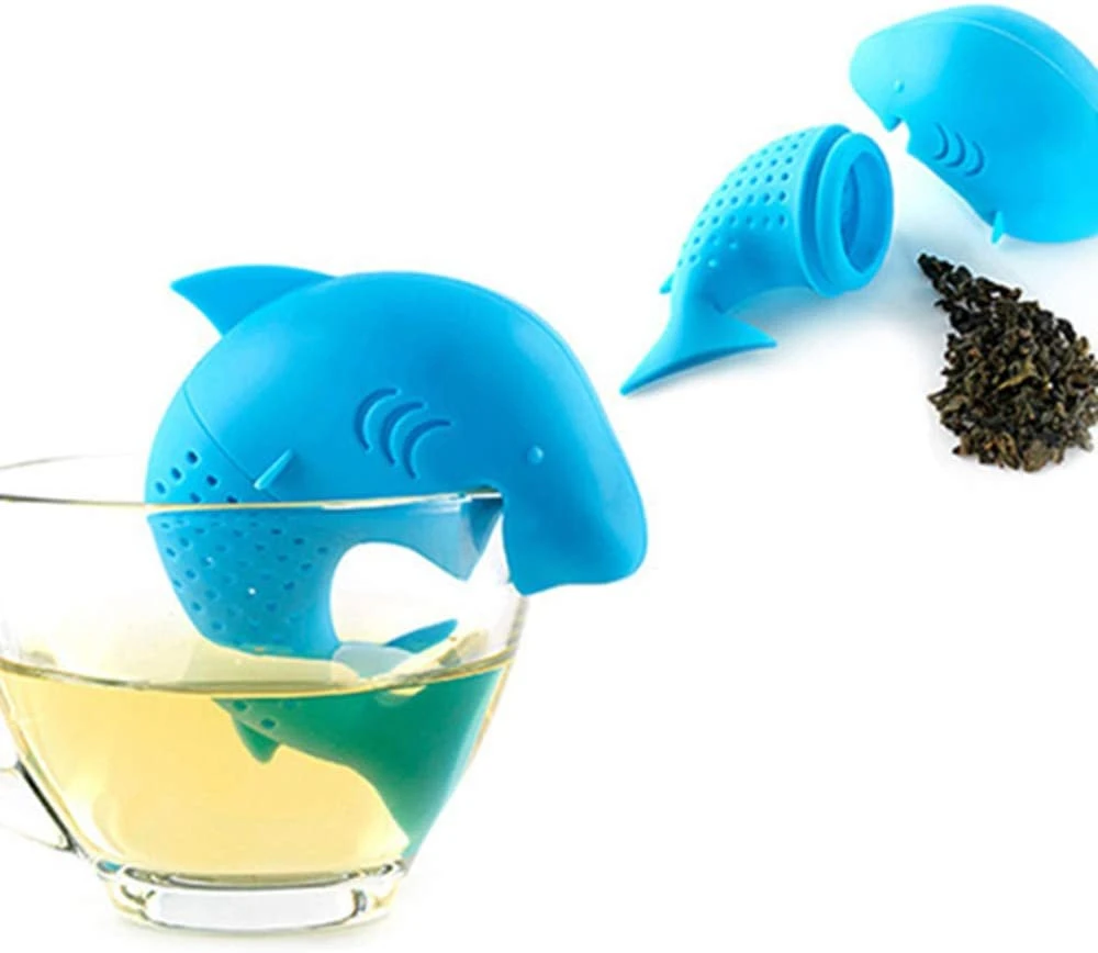 Funny Animal Shaped Tea Strainer, Silicone Shark Tea Infuser, Heat Resistant Tea Drainer