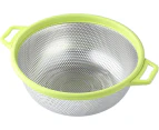 Stainless Steel Colander With Handle and Legs, Large Metal Green Strainer for Pasta, Spaghetti, Berry (27cm)