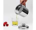 Stainless Steel Grease Container with Mesh Strainer 1.2L / 5 Cups Kitchen Cooking Oil Container
