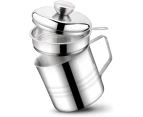 Stainless Steel Bacon Grease Container with Mesh Strainer Screen,1.2L/5 Cups Cooking Oil Keeper Storage Can for Kitchen