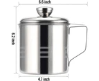 Stainless Steel Bacon Grease Container With Mesh Strainer Screen,1.2L/5 Cups Cooking Oil Keeper Storage Can For Kitchen