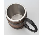 Simulation wooden barrel beer mugBeer Mug, Imitation Wood Stainless Steel Mug, Wooden Gifts Rustic Wooden Barrel Mug