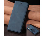 Mobile Phone Case Magnetic Closure Flip Type Shockproof Card Holder with Wrist Strap Faux Leather Wallet Phone Protective Cover Blue For iPhone14 Max(Plus)