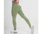 Women's Stretchy Booty Lifting Workout Leggings Seamless High Waisted Butt Yoga Pants Slimming Tights Light Green