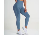 Women's Stretchy Booty Lifting Workout Leggings Seamless High Waisted Butt Yoga Pants Slimming Tights Blue