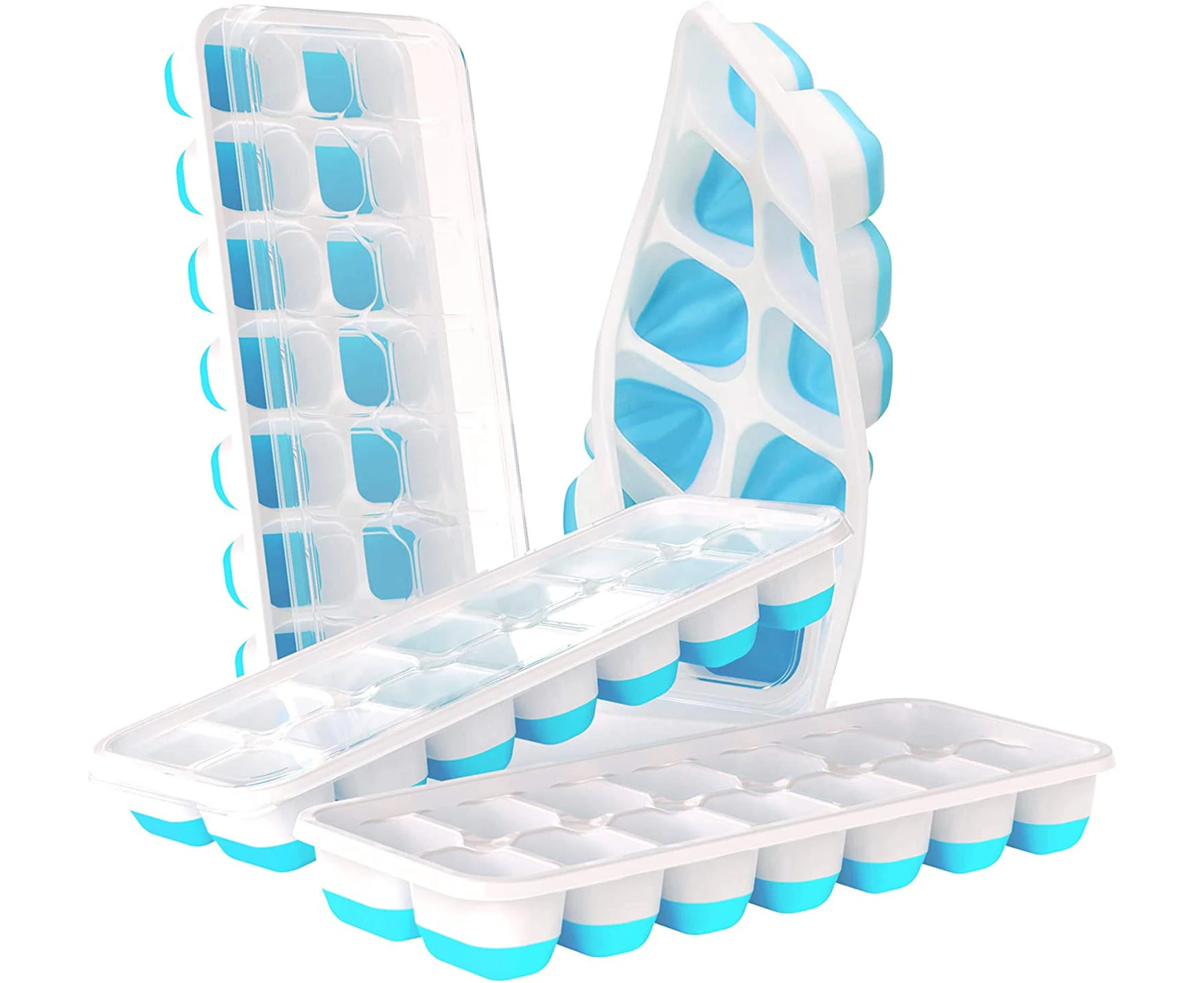 Ice Cube Trays with Lids 2 Pack Small Food Grade Silicone BPA Free for  Freezer Flexible Easy-Release Stackable Ice Cube Mold