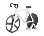 Non-stick Bike Pizza Slicer, Bicycle Pizza Cutter Wheel,Dual Stainless Steel Cutting Wheels With a Stand