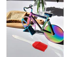 Bicycle Pizza Cutter Wheel, Stainless Steel Bike Pizza Slicer with BBQ Brush and Stand, Non-Stick Dual Cutting Wheels