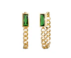 Green Zirconia Dangly Stud Earrings - 35mm