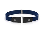 Invisible Comfortable Waist Belt Faux Leather Buckle-Free Stretchy Jeans Belt Clothes Ornament Dark Blue