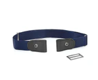 Invisible Comfortable Waist Belt Faux Leather Buckle-Free Stretchy Jeans Belt Clothes Ornament Dark Blue