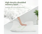 LINENOVA 2 Pack Bamboo Shredded Memory Foam Pillow Standard Size Bamboo Hypoallergenic Bed Pillow Cover 48x74cm - White