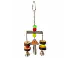 Parrot Parakeet Hanging Swing Bell Toy Bird Perch Bar Colorful Beads Cage Decor