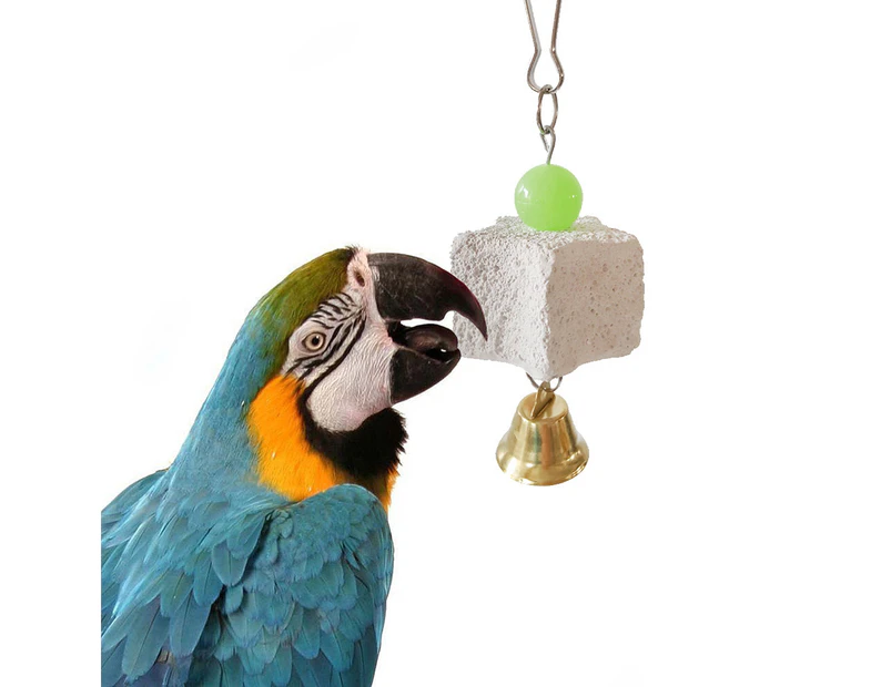 Pet  Birds Parrot Teeth Grinding Stone Hanging Chewing Cage Bell Toy Decoration
