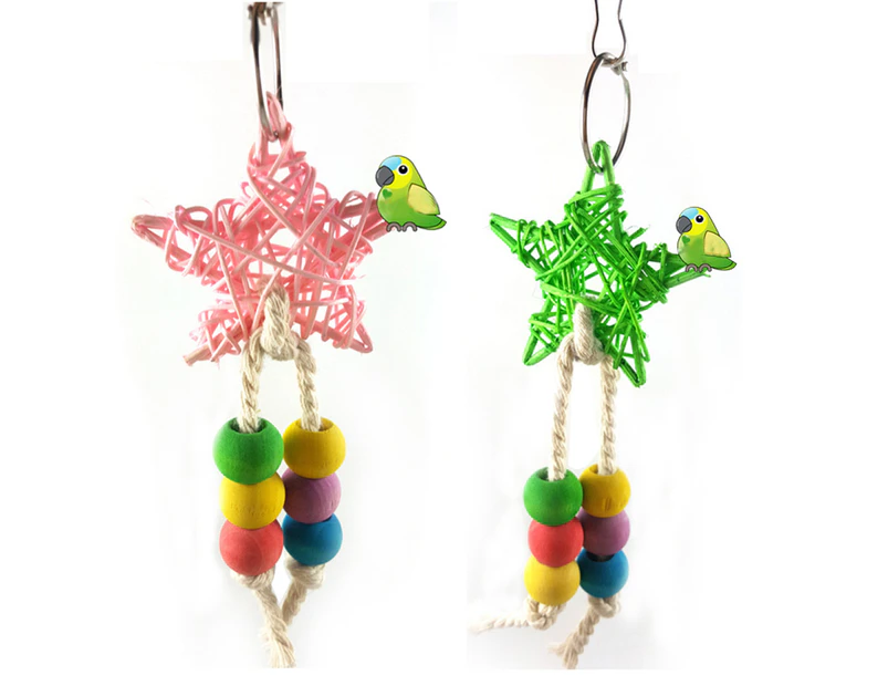 Colorful Bead Bird Five-Point Star Shape Cage Swing Chewing Climbing Parrot Toy