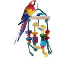 Colorful Wooden Stand Bar Block Rope Parrot Climb Bite Swing Cage Bird Pet Toy