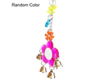 Multi Color Parrot Chew Bell Flower Mirror Swing Parakeet Birds Hanging Play Toy