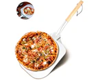 square pizza spatula Pizza pusher, aluminum pizza peel,pizza peel with a large surface,practical wooden handle,66*30.5cm
