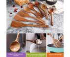 Wooden Spoons for Cooking,Nonstick Kitchen Utensil Set,Wooden Spoons Cooking Utensil Set Non Scratch Natural Teak Wooden Utensils for Cooking(Teak 8 Pack)