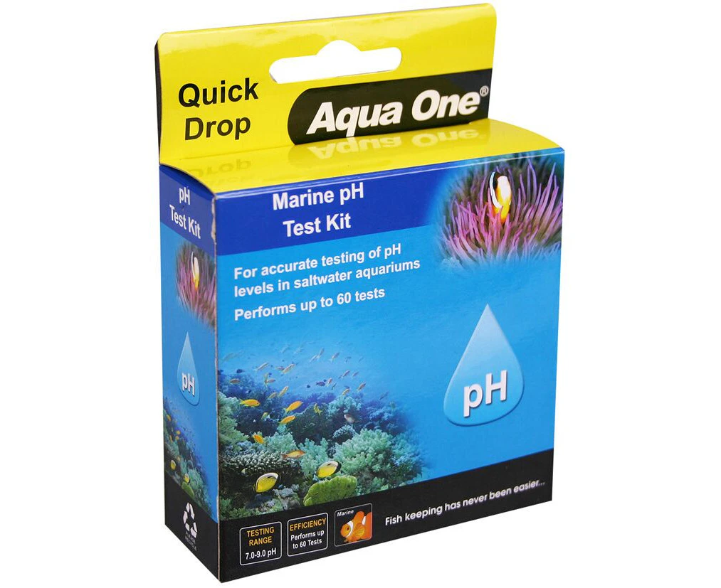 Aqua One Quick Drop Aquarium Fish Sea Marine Saltwater pH Test Kit 60 Tests