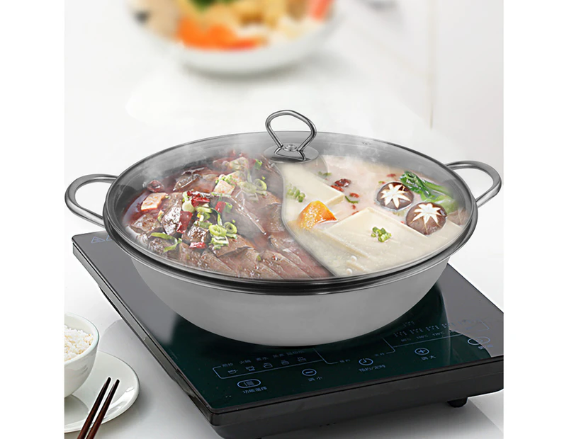 Toque Stainless Steel 36cm Twin Mandarin Duck Hot Pot Induction Cookware W>Lid